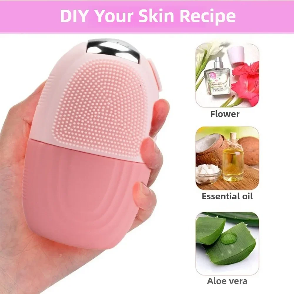 4 in 1 シリコーンフェイスマッサージャーアイスモールド顔美容アイスローラー顔目フェイシャルアイスキューブ型ブラシスキンケアツール付き