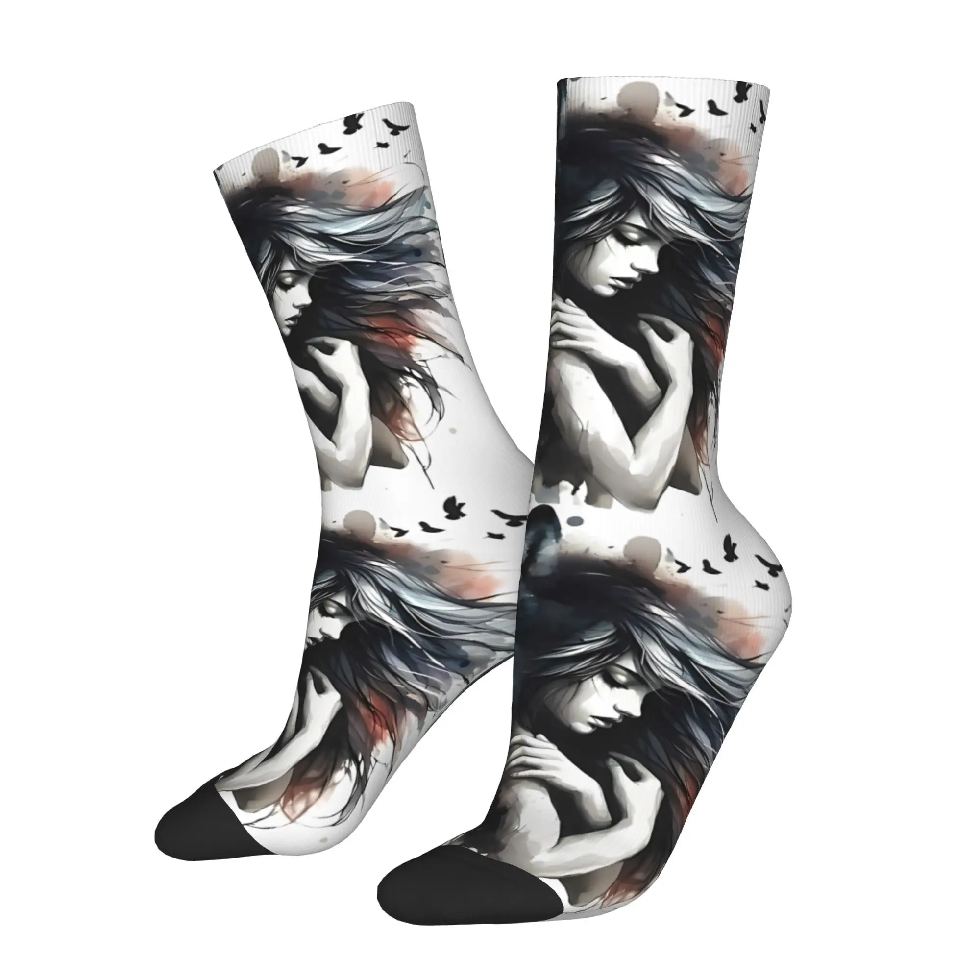 

Girl And Wolf Socks Male Mens Women Autumn Stockings Polyester
