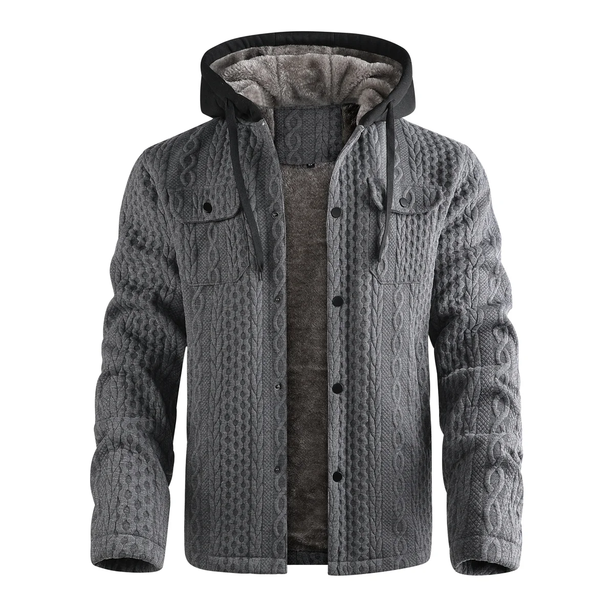 

Мужская зимняя куртка с капюшоном, стеганая флисовая подкладка европейского размера, ветрозащитное уличное пальто