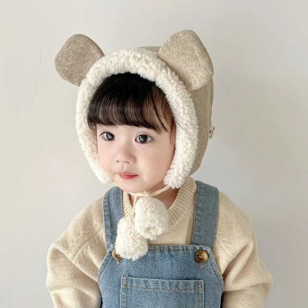 

Kawaii милая шапка с медвежьими ушками, флисовая толстая детская шапка-бини, теплая зимняя защитная шапка для ушей для малышей