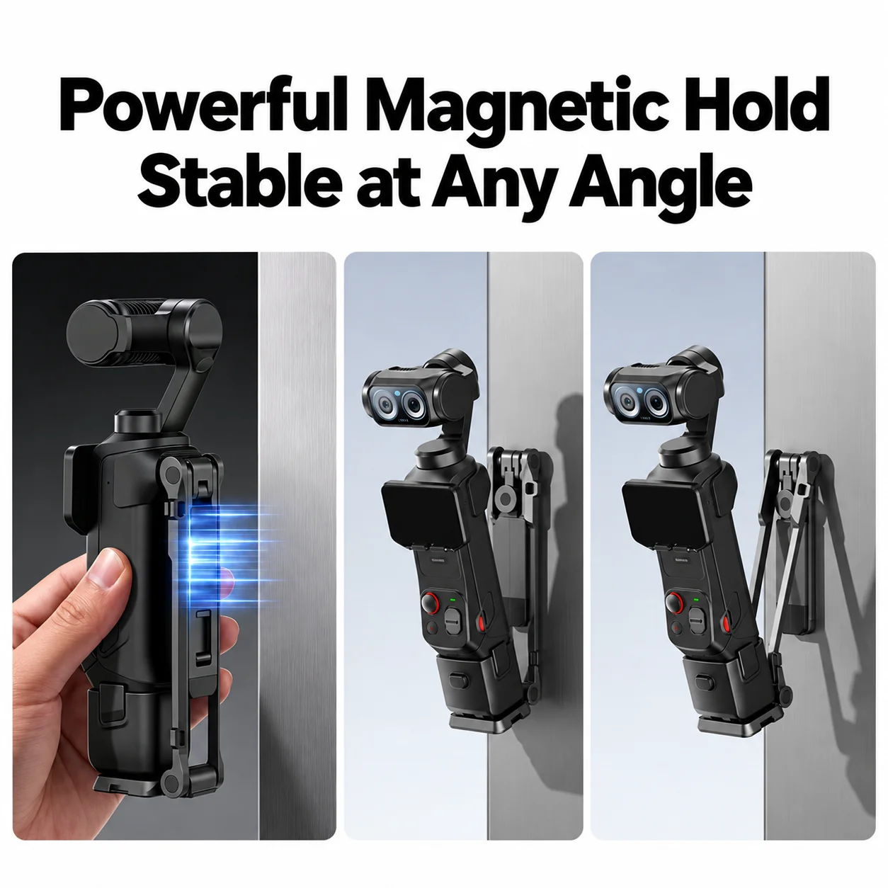Magnetic Quick Release Stand Tripod Handle Selfie Stick for DJI Pocket/Insta360 X4 Air Desktop Stand with Hidden Hook for Travel