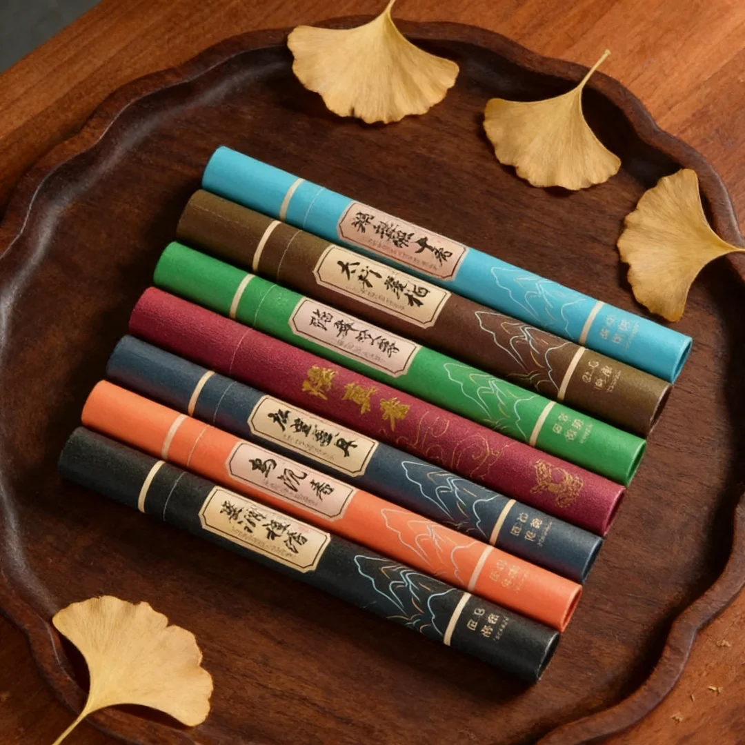 11 Fragrances Available with Gift Box in 20g Cans Approximately 40pcs/can Natural Linear Sandalwood Stick Incense Long-lasting