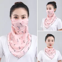 Summer Chiffon Neck Collar Scarf Women Head Thin Sunscreen Variety Small Silk UV Protection Scarf Mask Ice Silk Sunscreen Veil