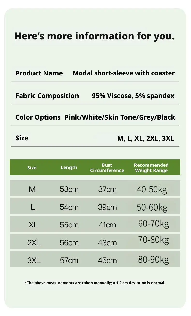 Ubowen Für 40-90 kg große Frauen, Übergrößen-T-Shirt mit kurzen Ärmeln, integriertem BH, Rundhalsausschnitt und festem Körbchen. – Detail 17