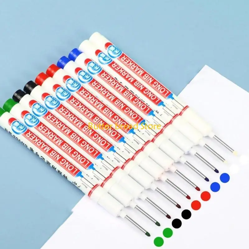 

W89C 12 шт. маркеры с длинным наконечником 20 мм быстросохнущие маркеры для глубоких отверстий ручка для плотников