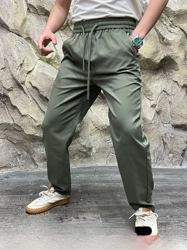 

Outdoor Men's Qui Dry Breathable Straight Leg Casual Pants Autumn New Busin System Polyester Fiber mid Waist Belt