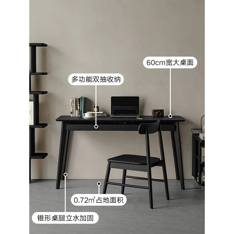 Bureau en bois massif noir minimaliste italien avec tiroirs commode bureau d'ordinateur bureau
