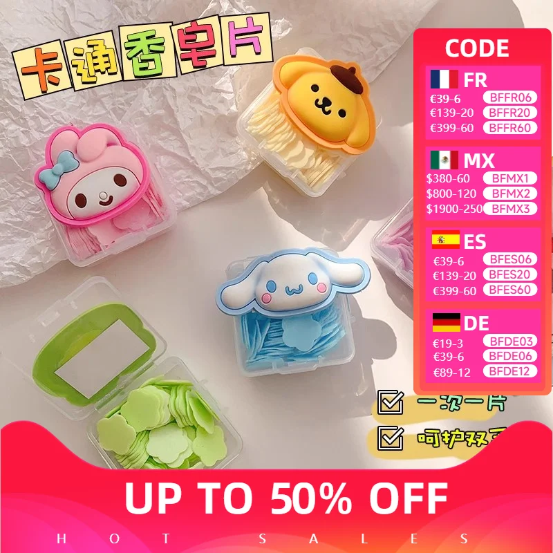 

Sanrio Kuromi My melody KEROKERO KEROPPI Kawaii travel portable disposable hand soap tablets student carry-on soap box