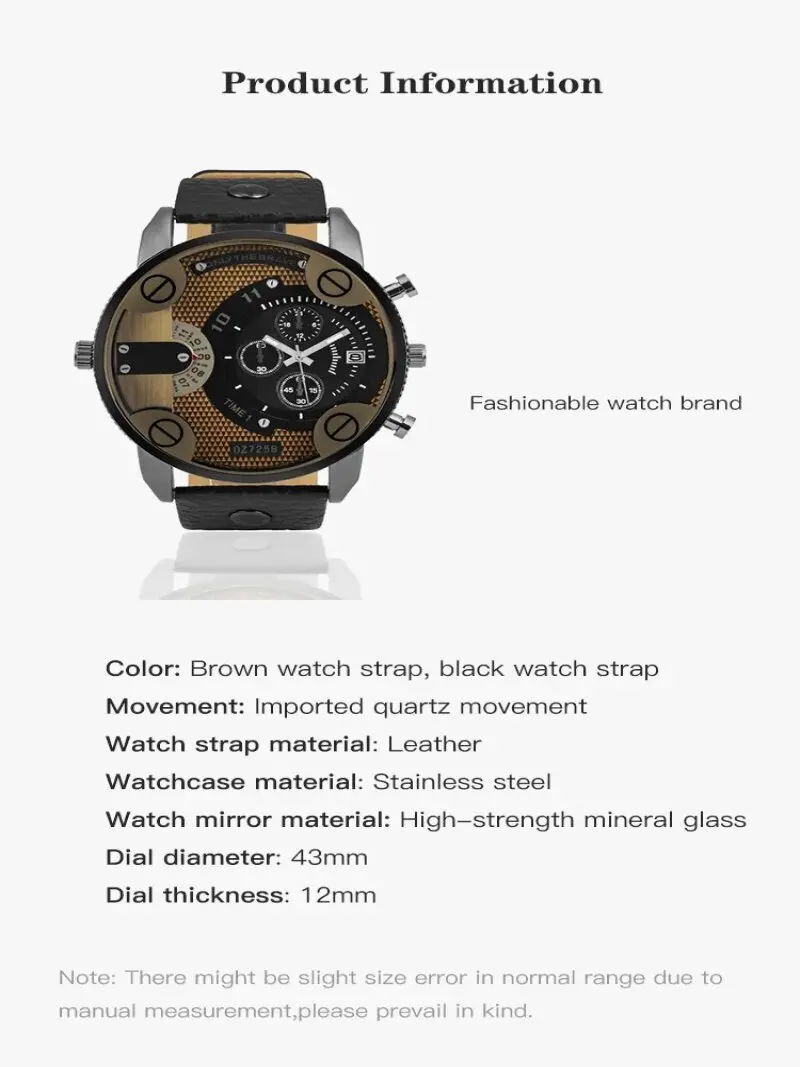 Men's Fashion Large dial Belt Quartz Watch