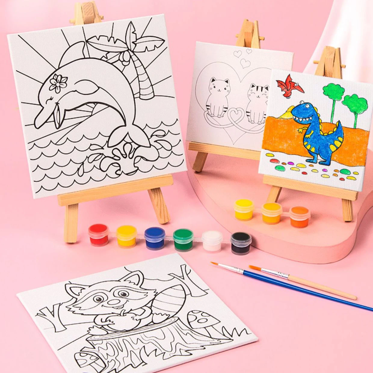 10X10cm/15X15cm Coloring Book with Acrylic Paint For Adults Children Learning Painting Graffiti Art Drawing Book Stationery Gift