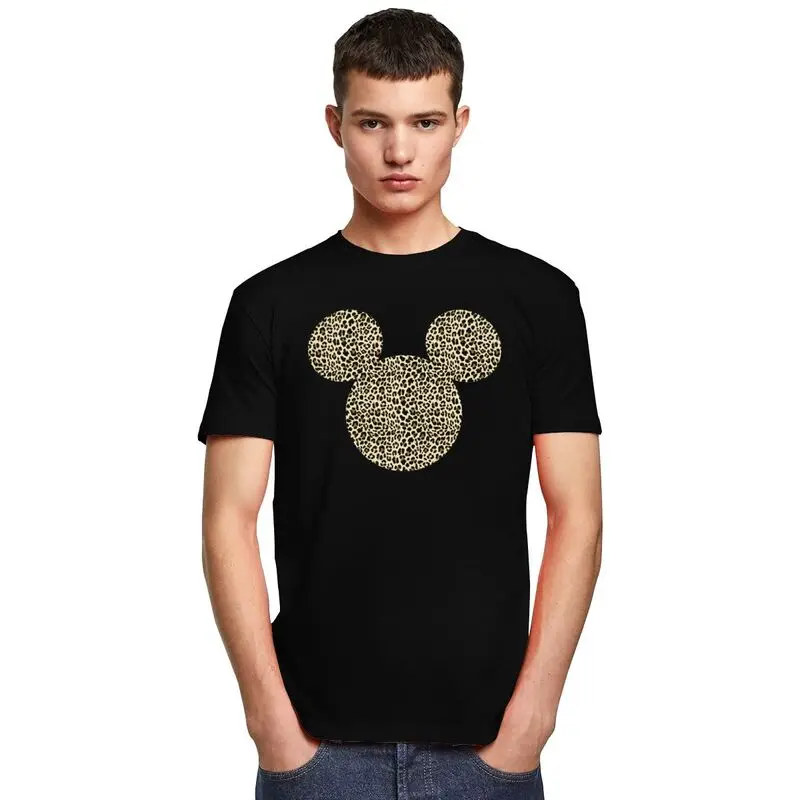 Custom Mickey Mouse Leopard Print Fill T Shirts for Men 100% Cotton Tee Tops Tshirts Casual T-shirt Clothing image 5