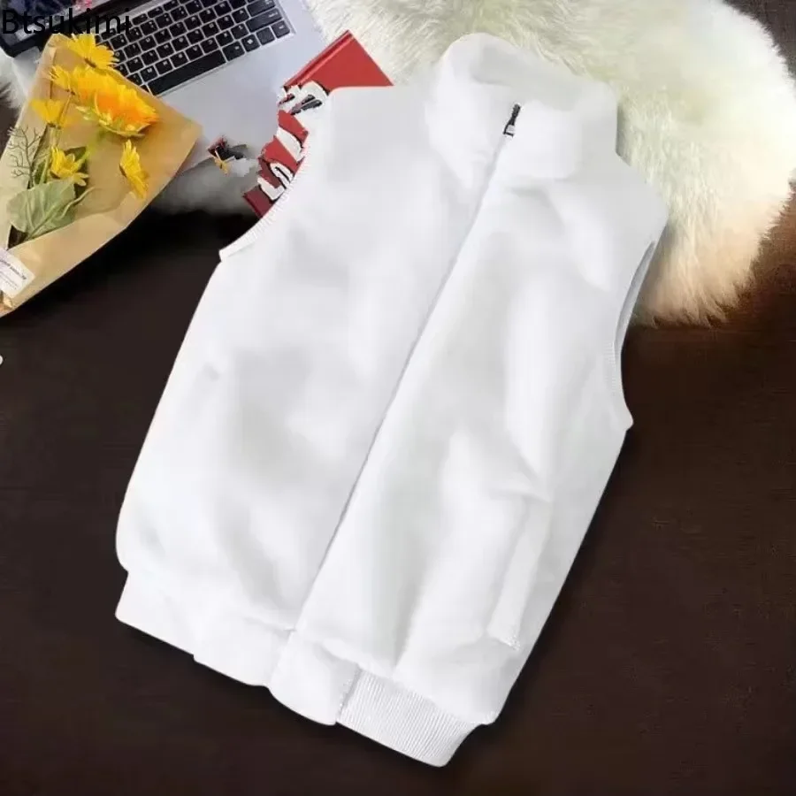 2026 Autumn Winter Men\'s Thicked Golden Velvet Warm Vest Fashion Solid Sleeveless Zipper Hooded Jacket Fake Fur Couple Waistcoat