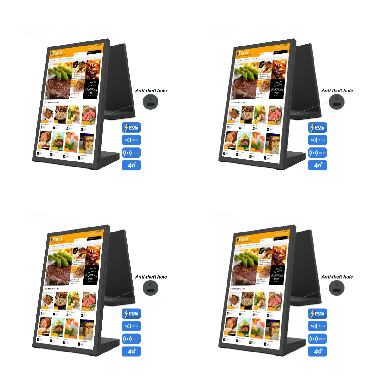 15.6 Inch Android 15 Desktop Digital Signage NFC Order Tablet with POE Touch Screen for Restaurant Menu Display Includes SDK