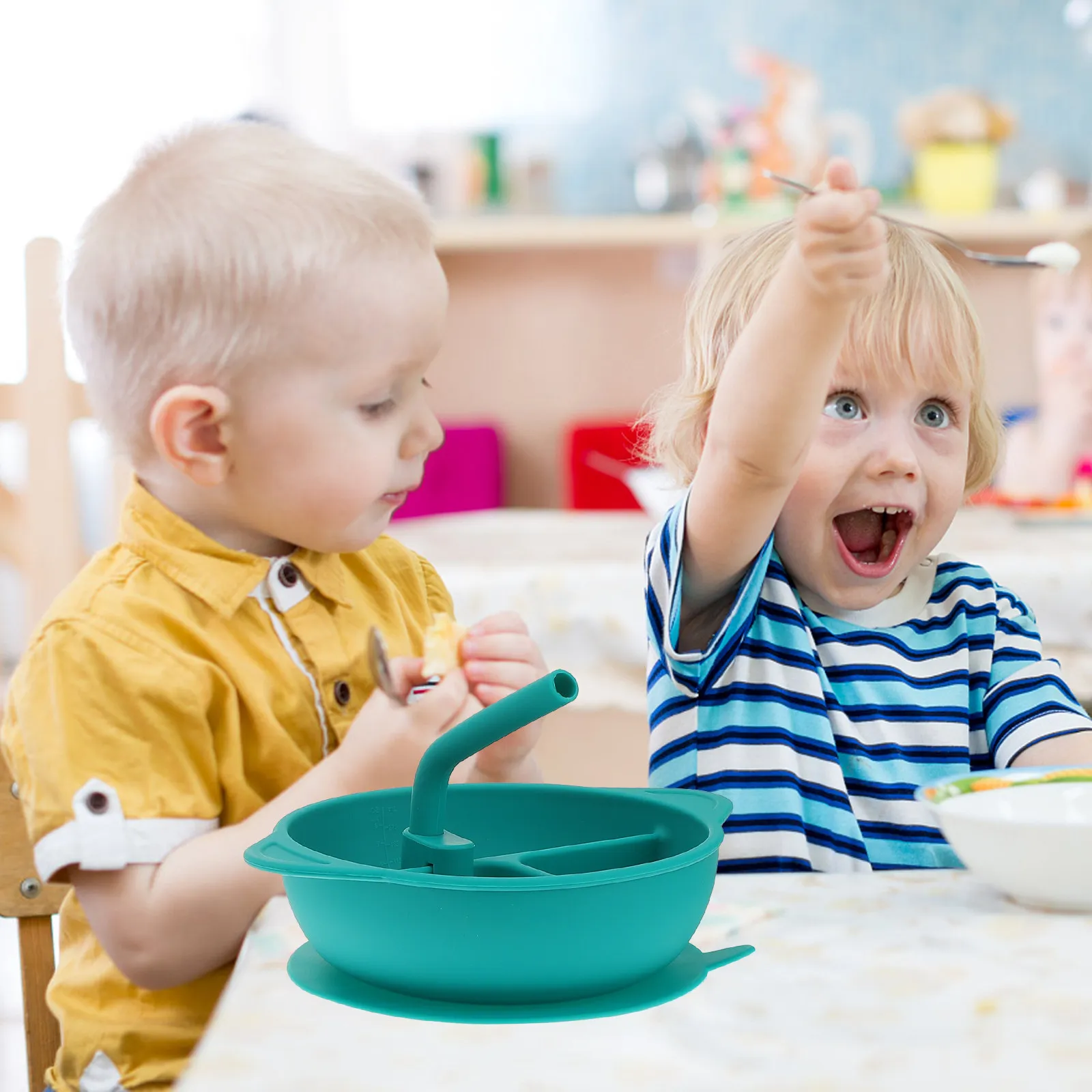 

1Pcs Baby Feeding Silicone Suction Bowl Portable Drop Resistance Rice Dessert Plate Green Safe Easy Clean Kids Dining Table