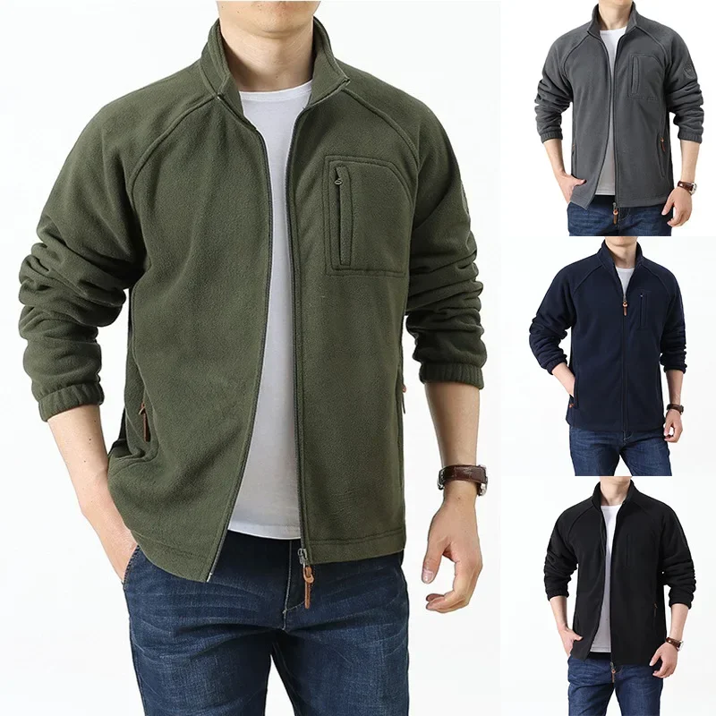 

2023 New Men's Autumn Wear Winter Hand Grab Polar Fleece Stand Neck Jacket Weihu Military Outdoor Sports Coat