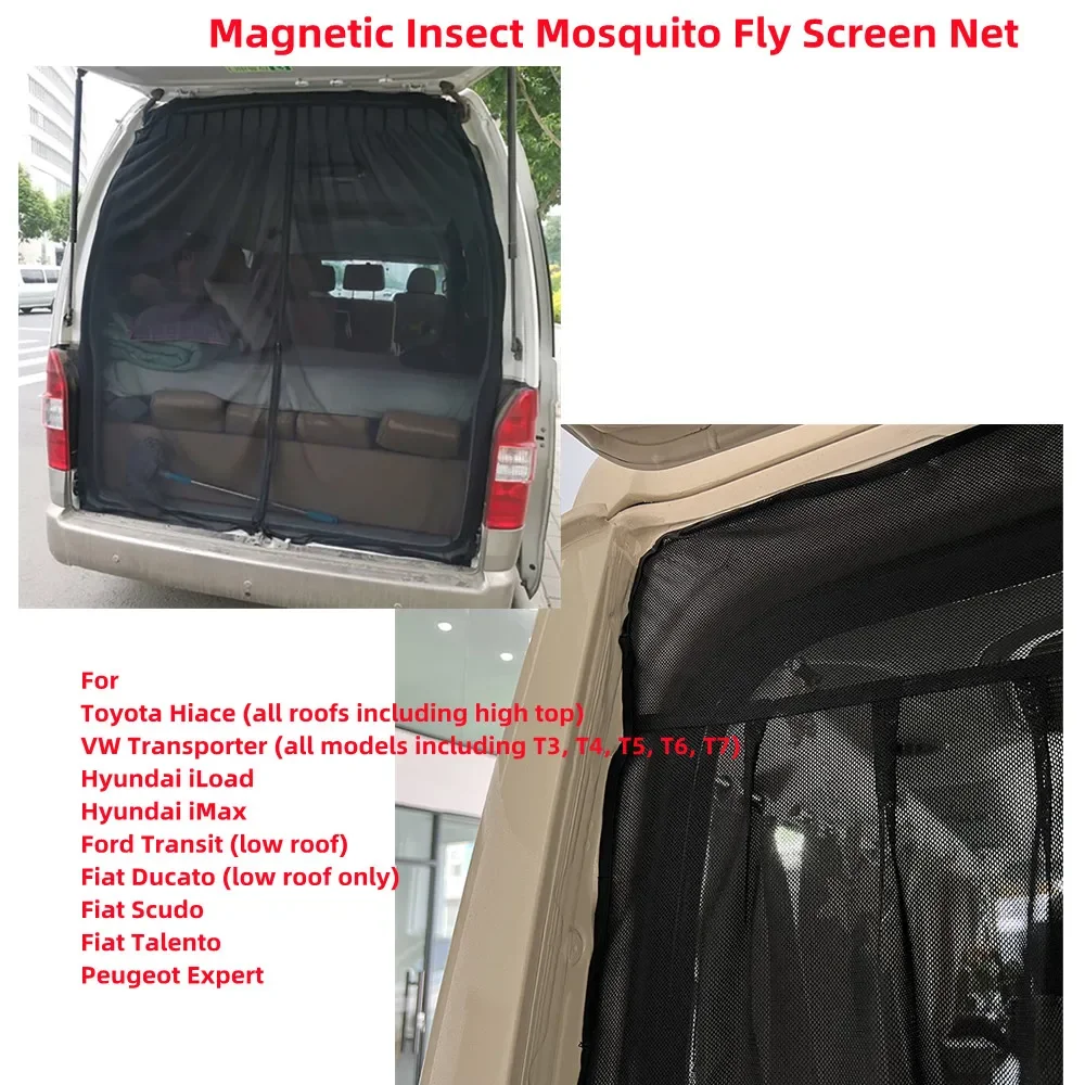 For VW T5 T6 Tailgate Barn Door Magnetic Insect Mosquito Fly Screen Net Camper Van Car Interior Curtains Accessories