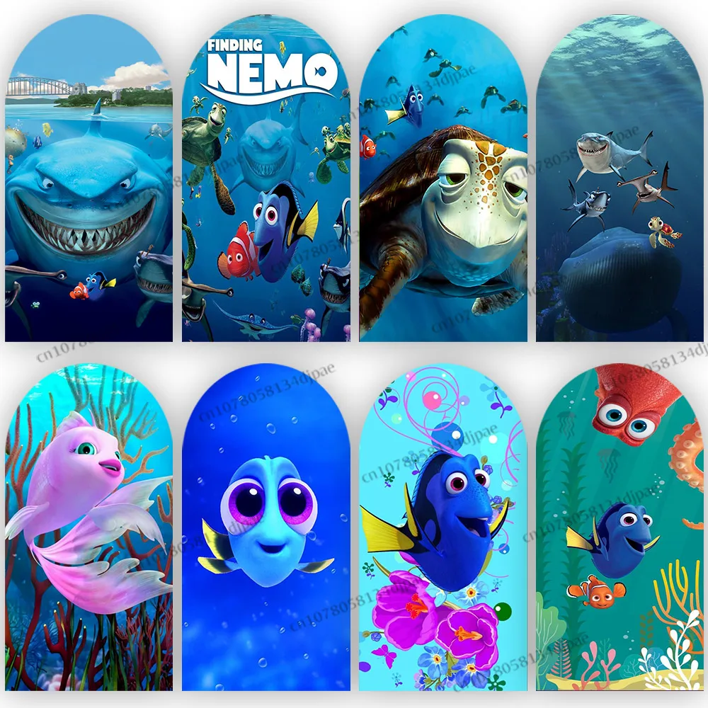 니모 마린 테마 생일 배경 아치 배너 커버, 소녀 파티 배경, 큰 눈 물고기 베이비 샤워 햇빛 장식 찾기