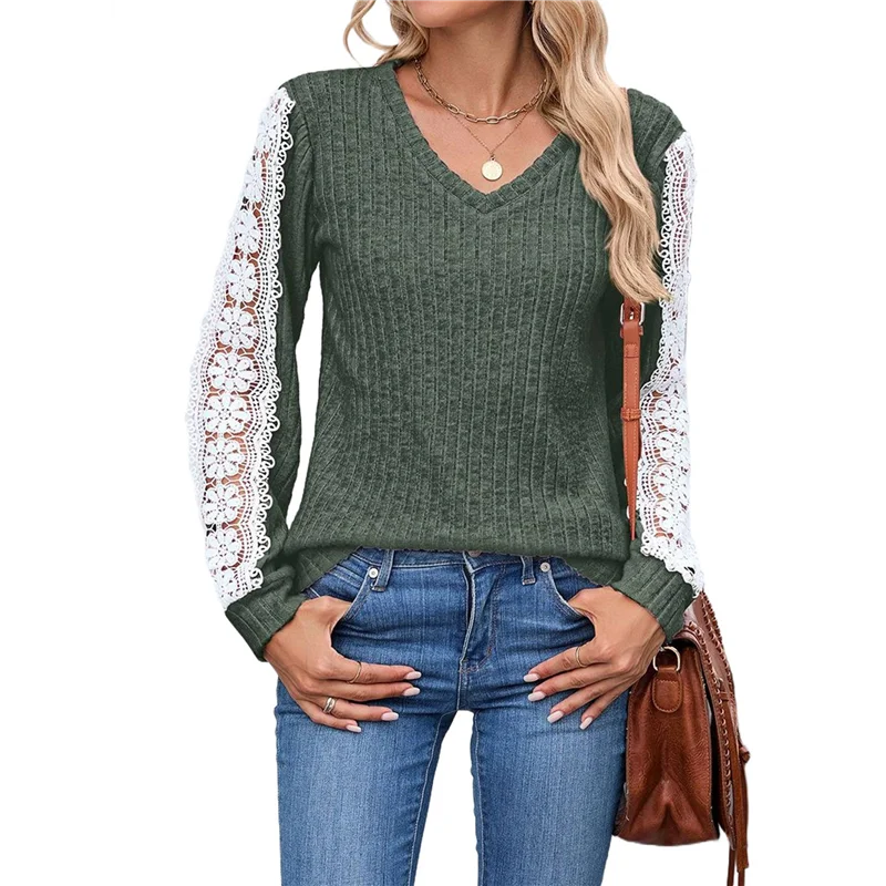 

Womens Long Sleeve Shirts V-Neck Tops Business Casual Blouses Tee Trendy 2025 Fall Fashion Outfits Clothes-A55G