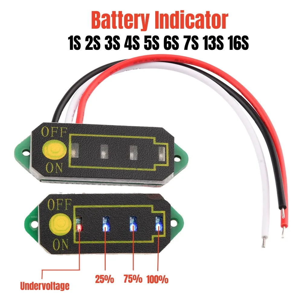 18650 Lithium Battery Power Display Charging Indicator Battery Meter Capacity Monitor Lithium-ion Battery Indicator 1S 2S 3S 4S