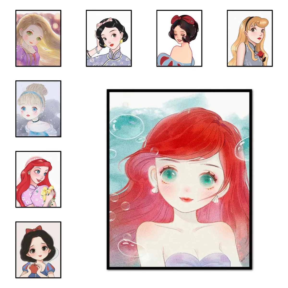 5D DIY Diamond Painting Kit Disney Princess The Little Mermaid Snow White Mosaic Rhinestone Interior Children Room Home Decor