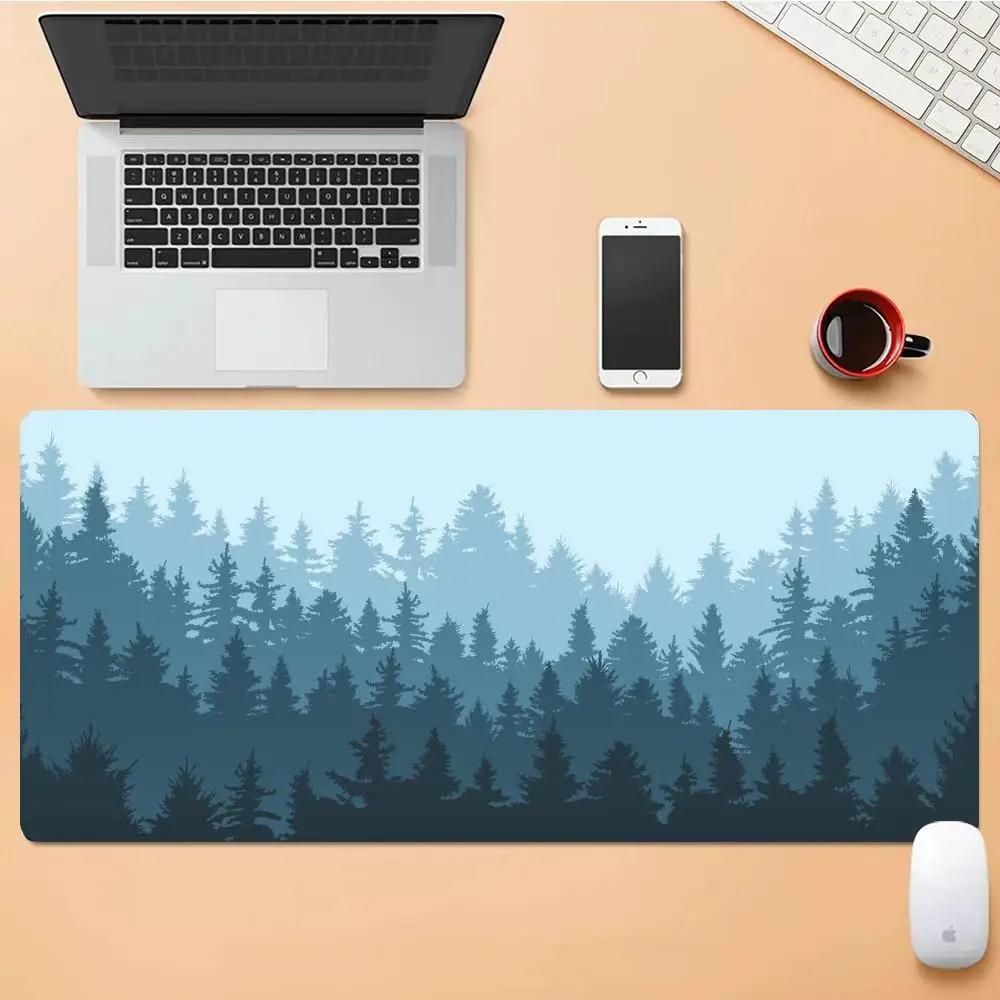 

XAXC Grey Forest Trees Mouse Pad Gaming XL Computer New Large Mousepad XXL keyboard pad Natural Rubber Anti Slip Soft Mouse Mat