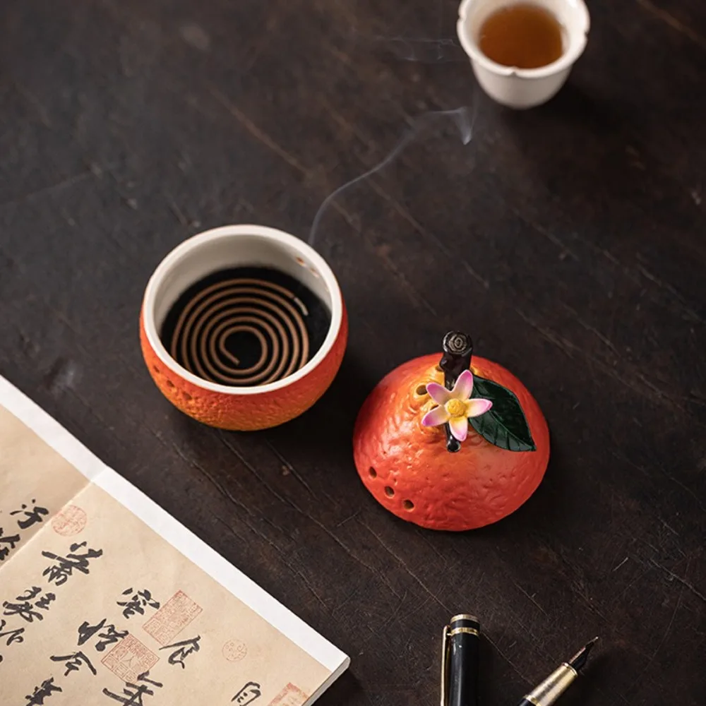 

Exquisite Ceramic Incense Burners Portable Decorative Meditation Incense Burners Handcrafted Mini Fruit Shaped Incense Burners