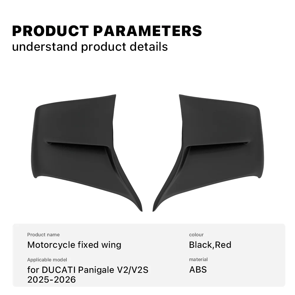New Motorcycle Winglets Spoiler V2 Wings Fixed Wing For Ducati Panigale V2 V2S V2R 2025-2026 Side Panels Fairing Accessories