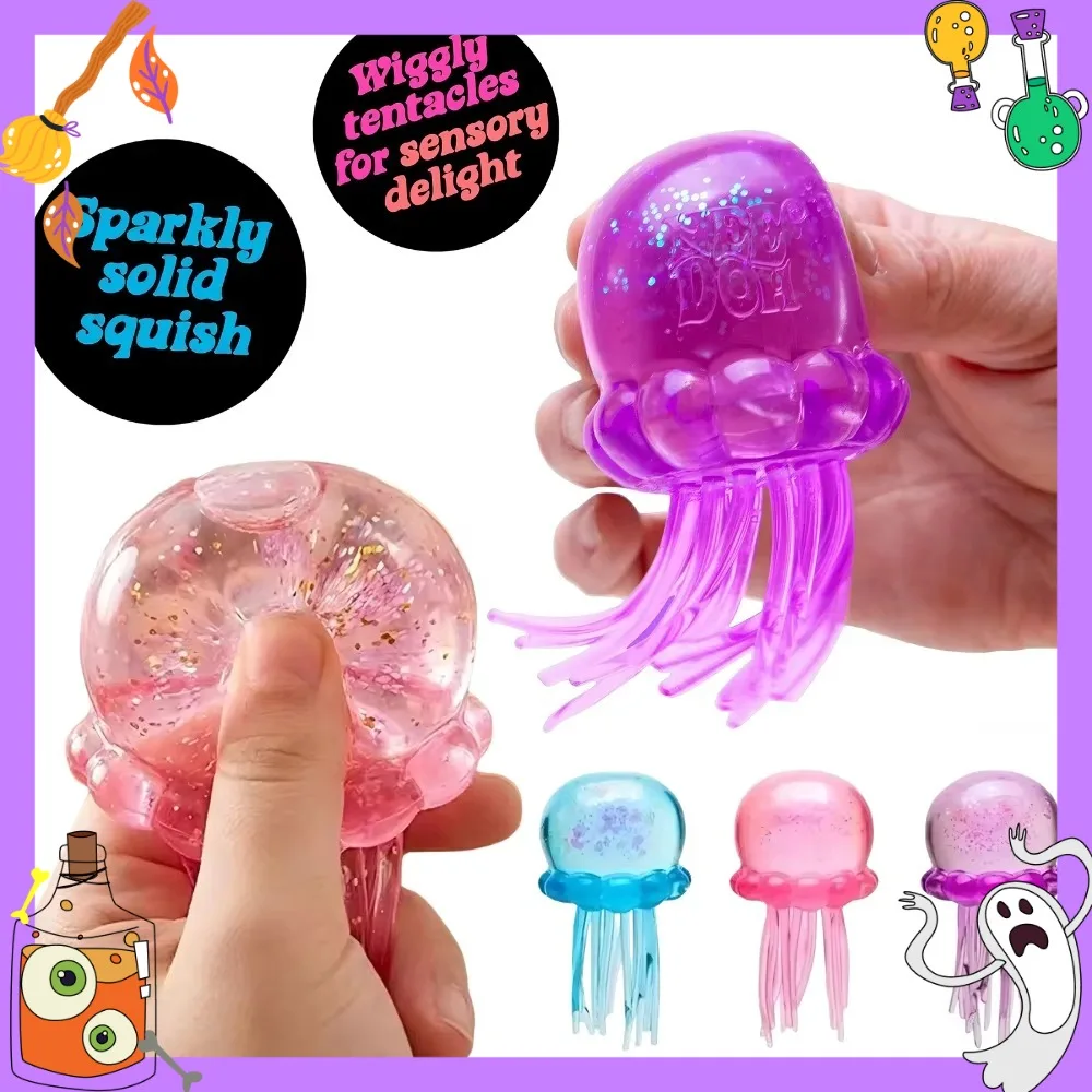 New Trending Nee Doh Jellyfish & Cube Squish Toy, Soft Jelly Squeeze Stress Relief Fidget Toy, Sensory NeeDoh for Kids & Adults