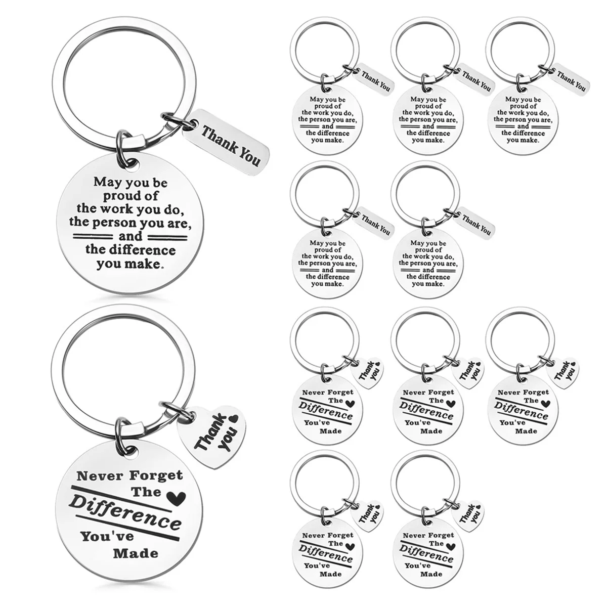 12 Pcs Thank You Gifts Keychain Appreciation Gifts Women Inspirational Keychain for Coworker Employee Farewell