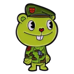 Happy Tree Friends Green Bear Brooch Clothes Hat Pin Badge Cartoon Hard Enamel