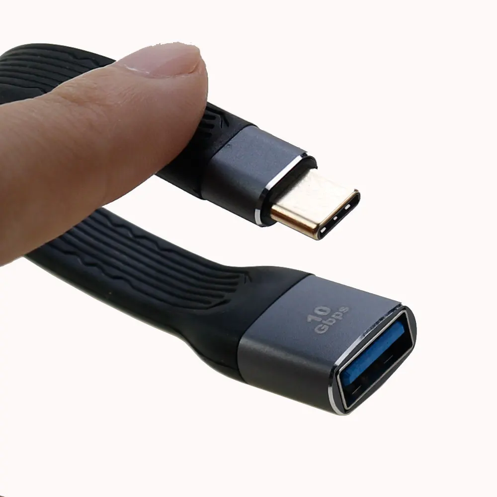 USB-C Data Line Ultra Short Flexible USB female To Type C Cable 3.1 Gen2 4K 10Gbps Sync Data Cable 5A Quick Charge FPC Cord Wire