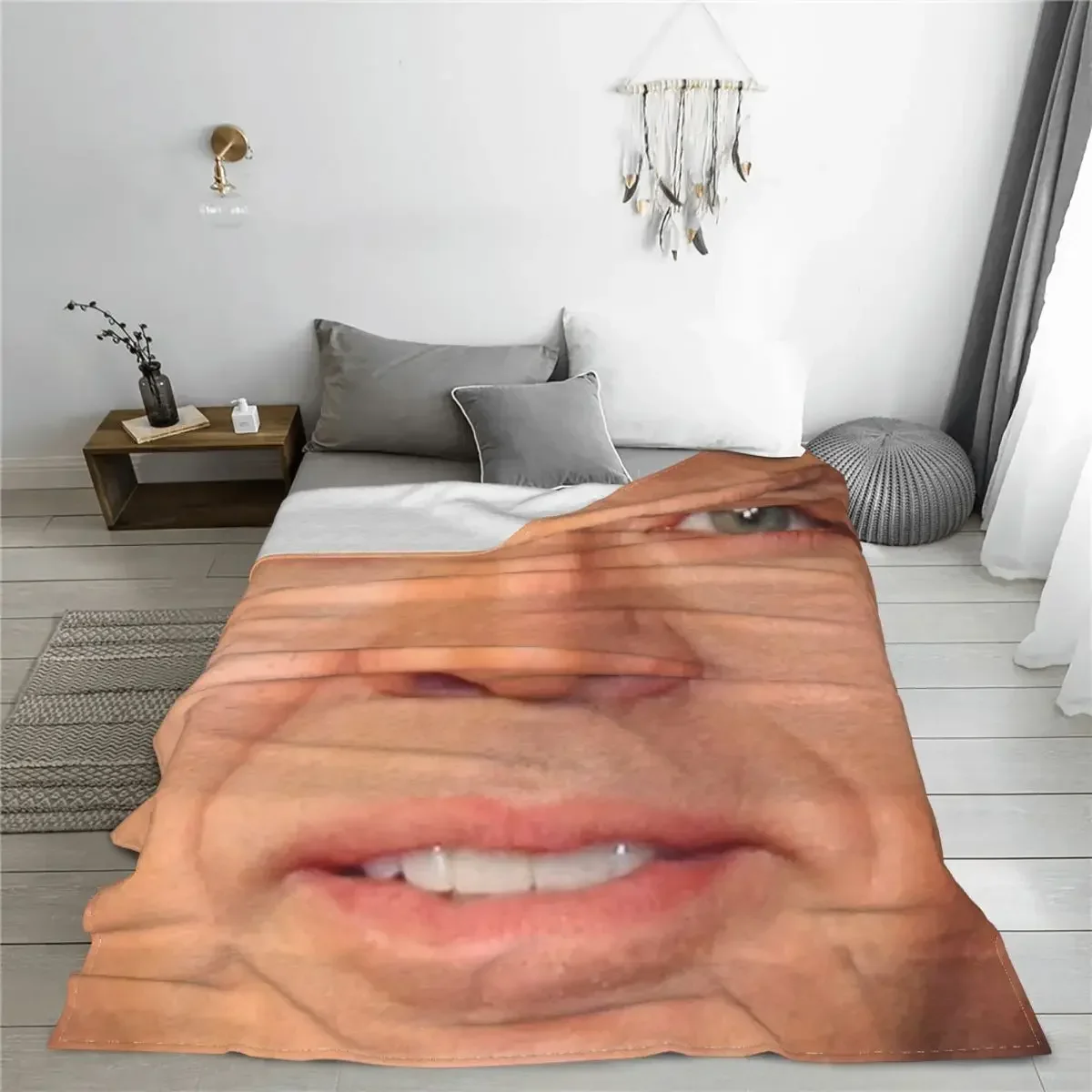 Nicolas Cage Face Blankets Wool Awesome Breathable Throw Blankets for Bedding Lounge Textile Decor