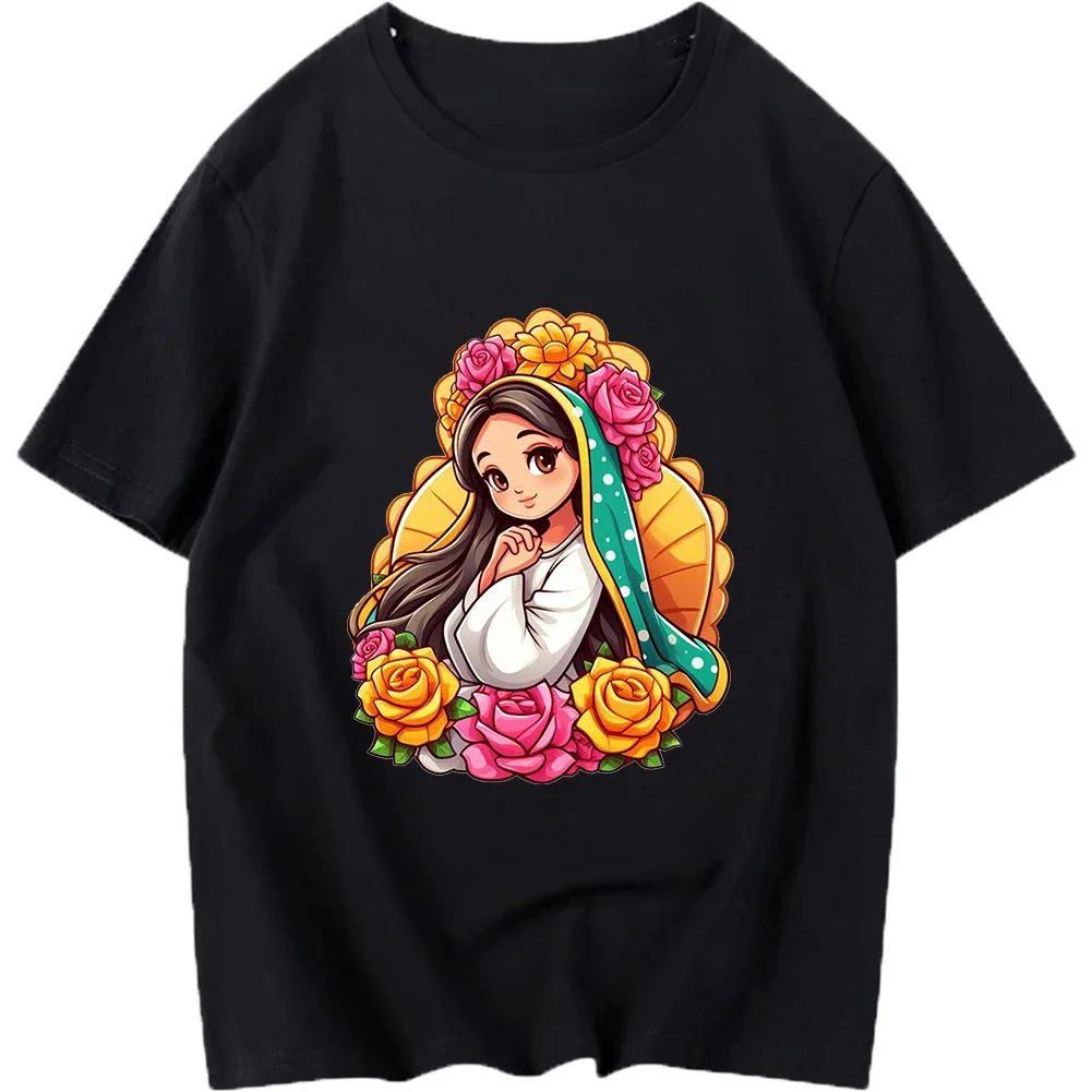 Mexican style  Mary  Iron On Heat Transfer Stickers For Clothes DTF Pinted Vinyl Thermal Appliques Washable T-Shirt Decal