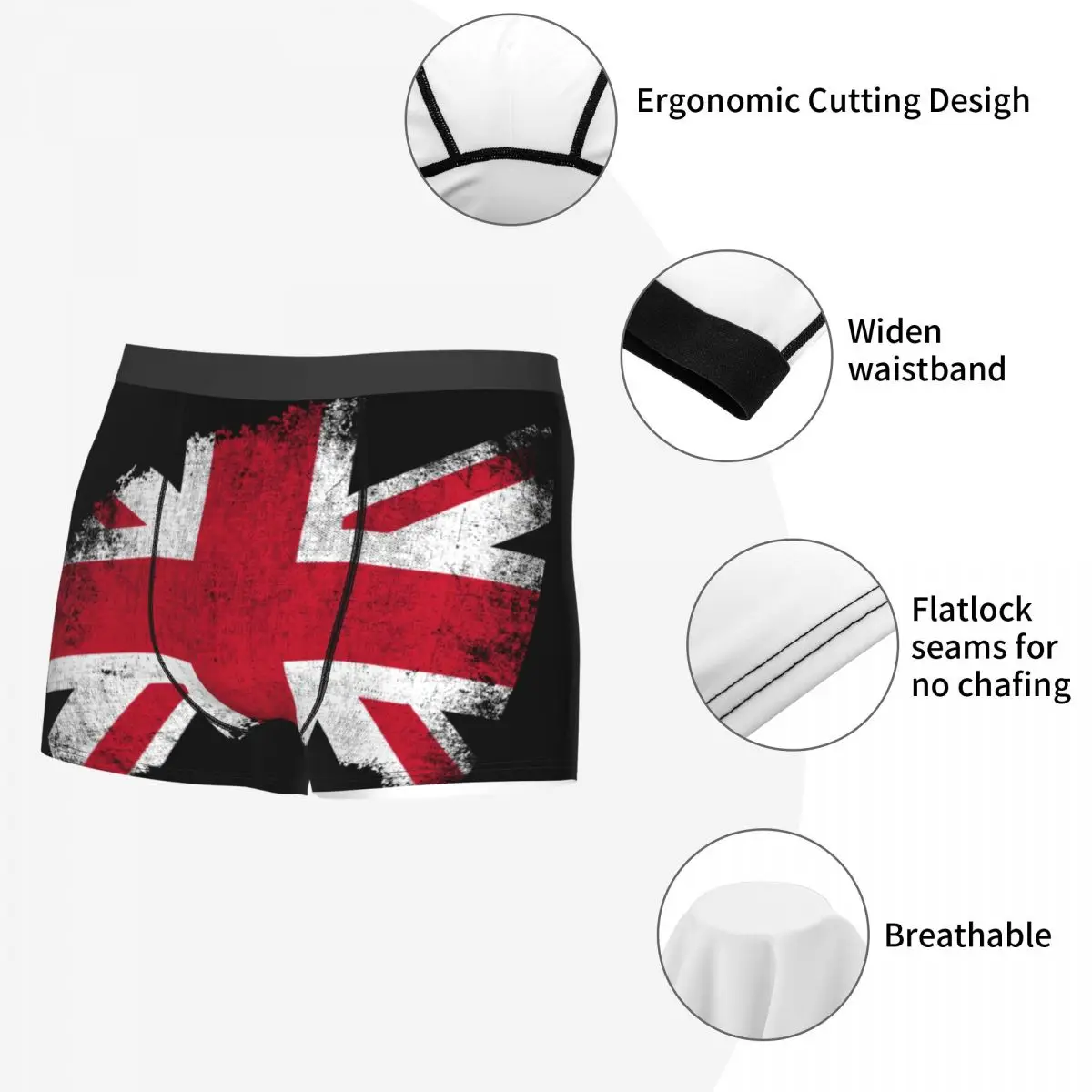 Custom UK Flag United Kingdom Flag Great Britain Flag British Flag Underwear Men Breathbale Boxer Briefs - view 5