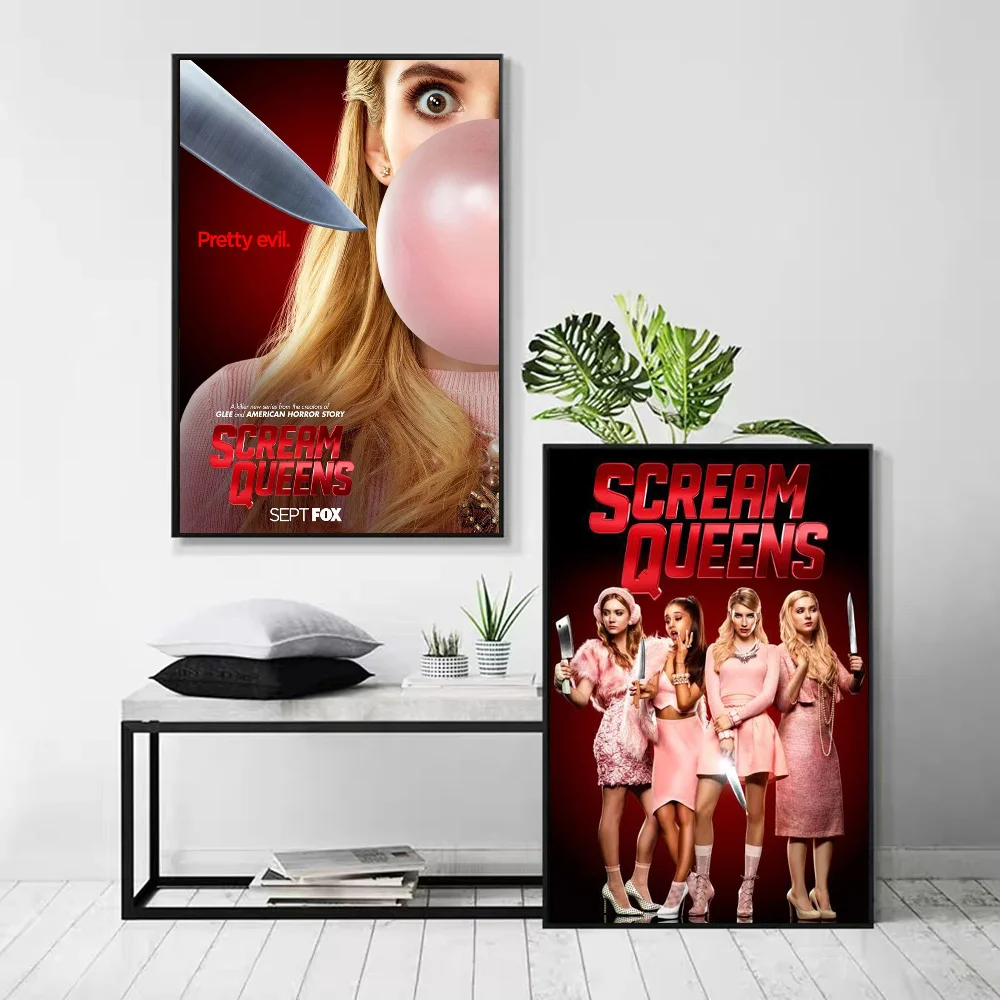 1pc Scream Queens Movie Poster Self-adhesive Art Waterproof Paper Sticker Coffee House Bar Room Wall Decor