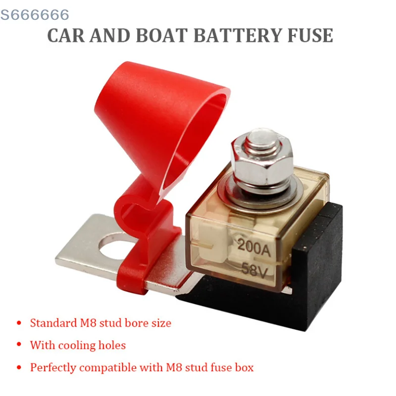 

Комплект блока предохранителей для крепления клемм M8 30A-300A 58V Кольцевой предохранитель Держатель клеммы морского аккумулятора для лодки, грузовика RV - защита от зажигания