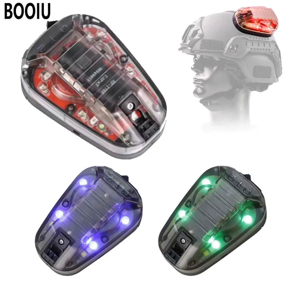 Booiu ไฟฉายติดหมวกกันน็อคพร้อมไฟ LED IR/ไฟกะพริบไฟกระพริบสำหรับกีฬากลางแจ้ง
