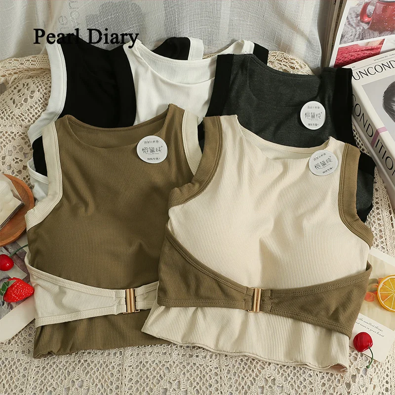 Pearl Diary Top Women Summer Crop Tops New Splicing Women Ultra Short Small Vest Umbilical Vest Streetwear Sexy Y2K Clothes