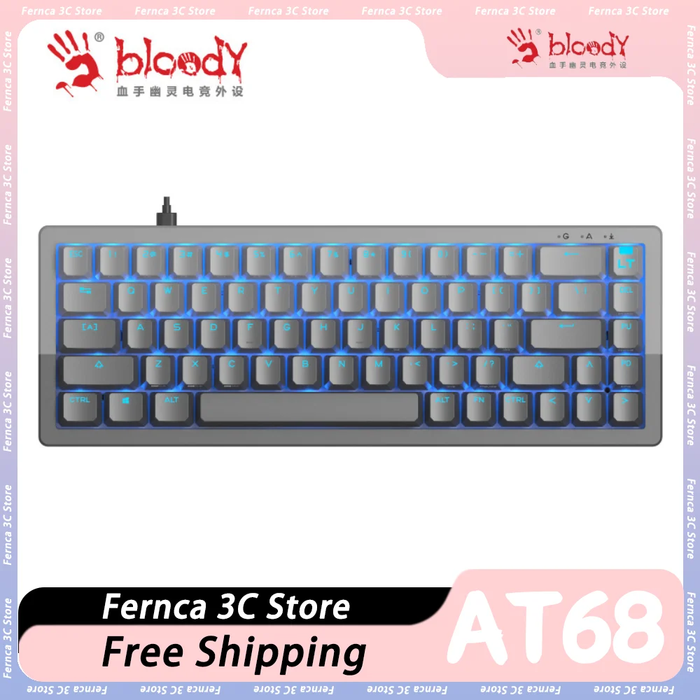 Bloody At68 Mechanical Keyboard Aluminium Magnesium Alloy Wired Rgb Gaming Keyboard Customized Ergonomics Pc Gamer Accessories