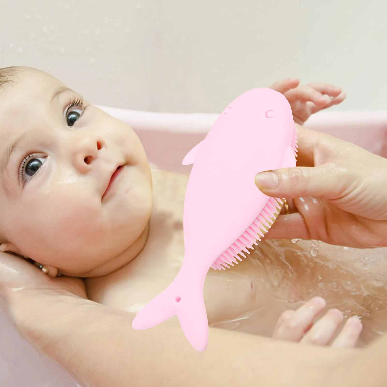 Silicone Baby Bath Brush Whale Design Gentle on Skin Deep Cleans Head Body Promotes Circulation Soft Hygienic Newborn Shower