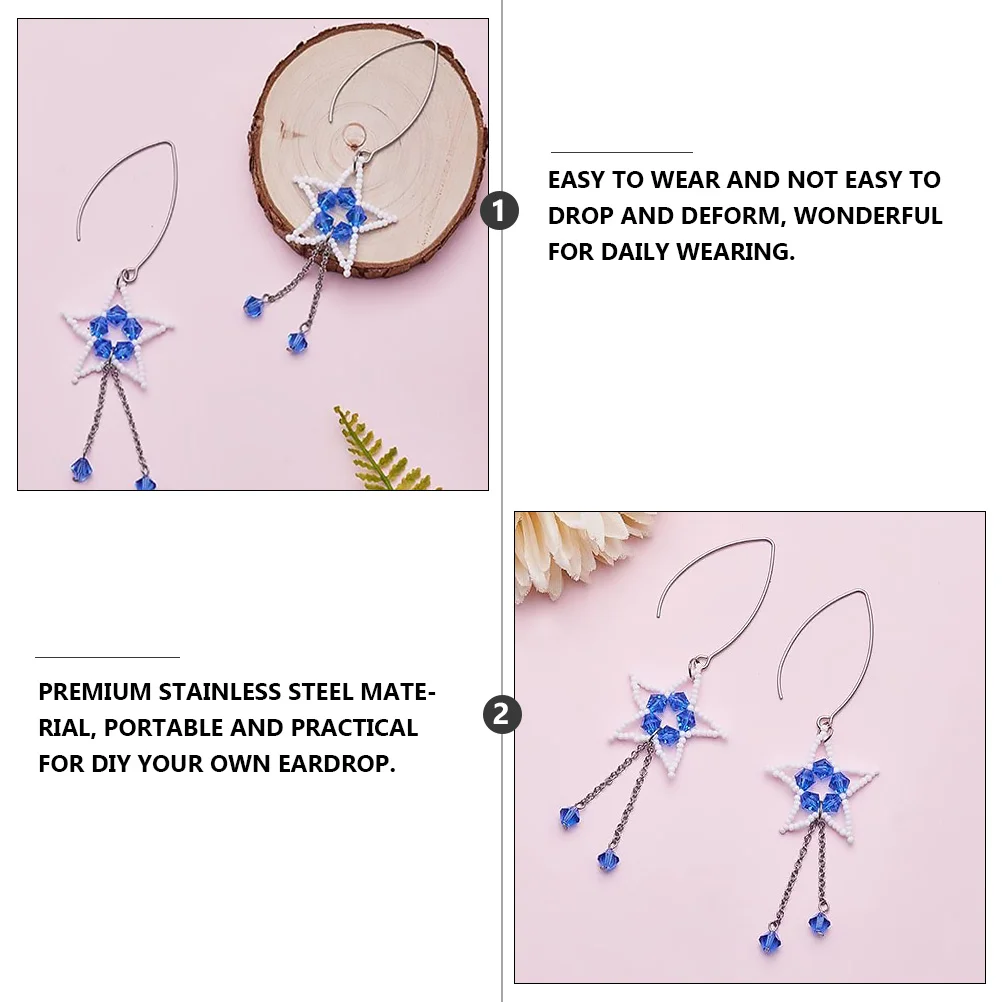 40 buah kait telinga V anting-anting Hypoallergenic bagian sederhana baja nirkarat DIY kait kabel kantor