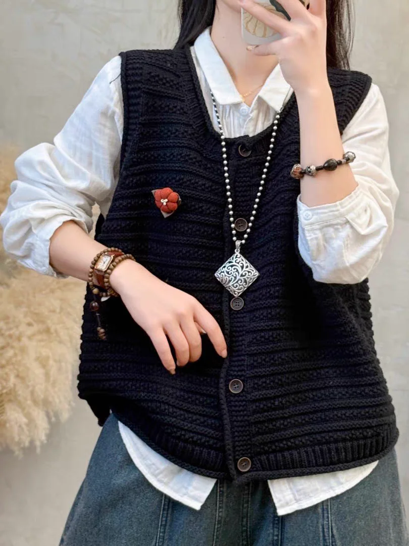 

Свободный кардиган оверсайз с цветочным принтом, жилет, весенняя новая художественная женская верхняя одежда, удобный нейлоновый круглый свитер без насадок Ne