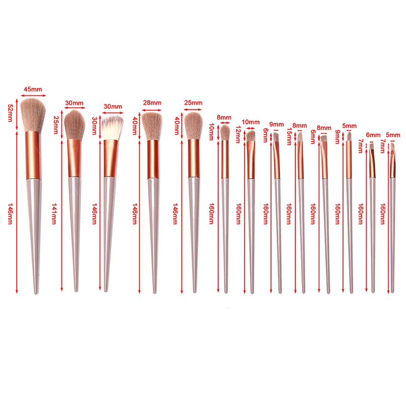 Professional Makeup Brush Set com Saco, Fundação, Blush, Corretivo, Highlighter, Sombra, Ferramentas de Beleza, 13Pcs