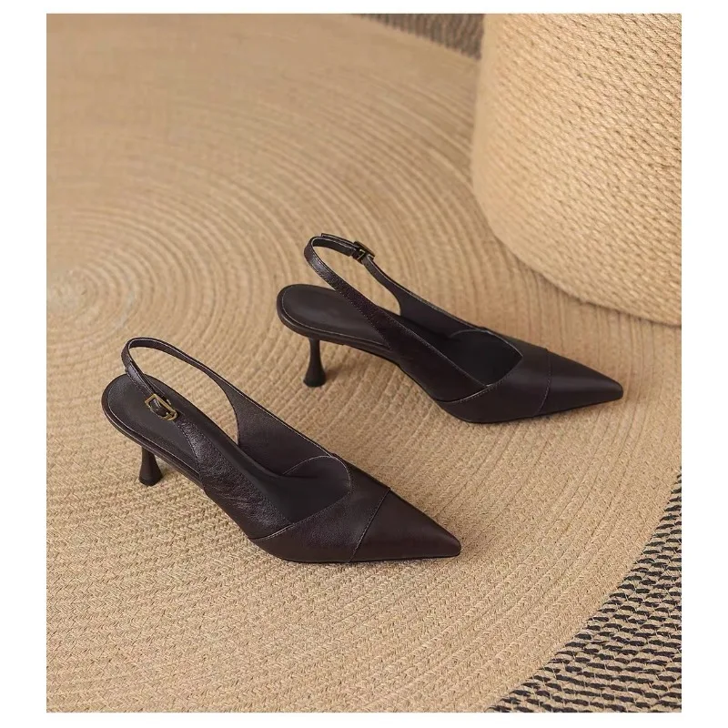 Slim-toe High-heeled Shoes for Summer 2026 - New Style with A Shallow Toe, Strap Design and Split Buckle - Women's Shoes