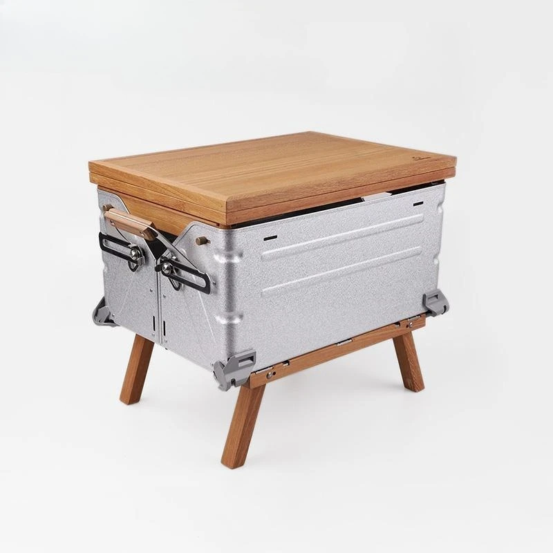 صندوق تخزين مفتوح، لوحة سطح مكتب منزلقة تعمل بالدفع والسحب، خشب الجوز الأسود القابل للطي