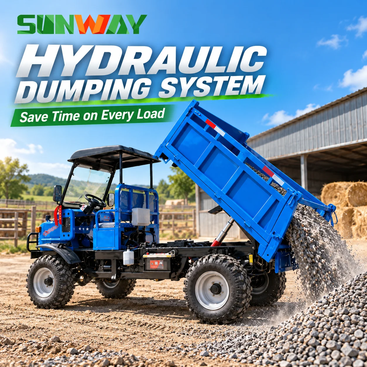 4WD Off‑road Agricultural Utility Dumper Truck 32HP Diesel Power 130 Front & Rear Axles 4Ton Payload Hydraulic for Sale
