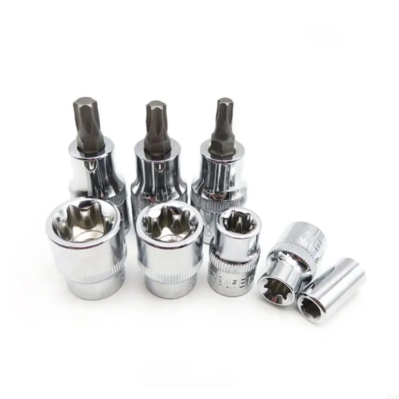 H58B Practical Torx Socket Bit Set for Cr-V Steel Male Female Sockets Ket 1/4" 3/8" 1