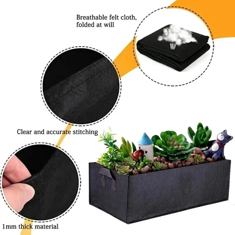 Square Felt Flower Growing Bucket Multi Functional Plant Growth Bag Vegetable Tomato Potato Non-Woven Nursery Planting Container
