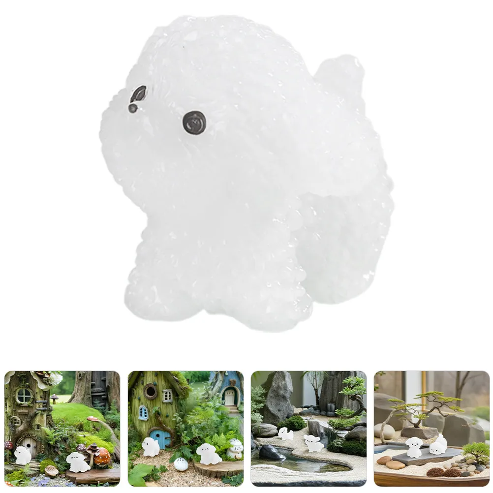 12Pcs Glow Curly Puppy Resin Mini Garden Dog Decor Creative DIY Landscape Indoor Outdoor Home Office Dog Cake Topper