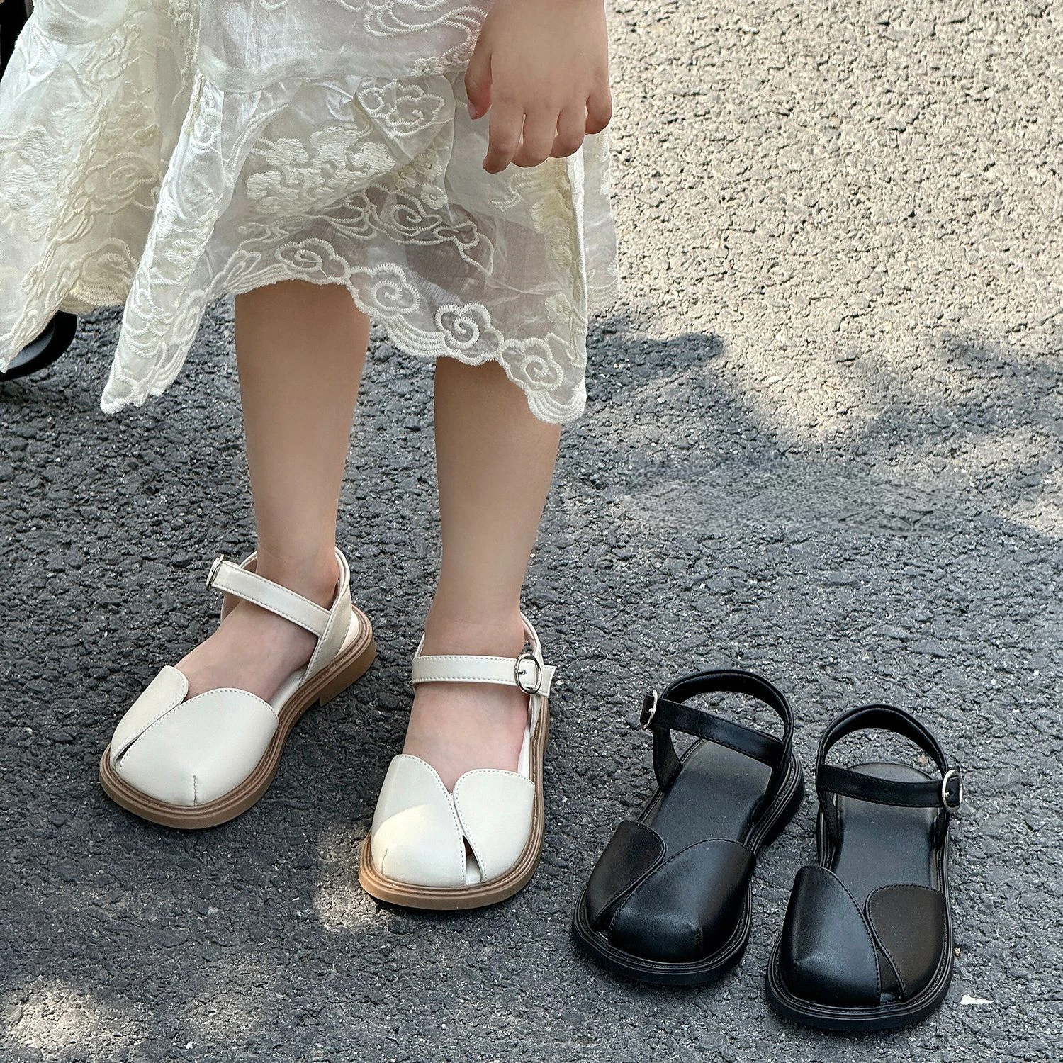 Kinder Nieuwe Elegante Mode Sandalen Schattige Meisjes Leren Sandalen Met Anti-Slip Zachte Zool Voor De Zomer